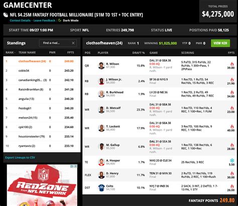 draftkings results database|NFL Primetime Leaderboard .